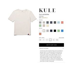 Kule "The Modern" Cotton Tee-Shirt, Cream, Large (NWT - in sealed bag)